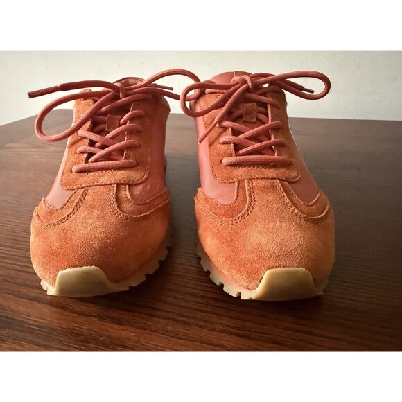 Tory Burch Women Tory Burch Women\'s Vintage Orange Suede Nylon Runner Shoes Sneakers Size 8